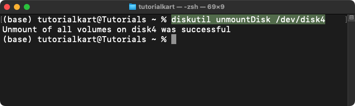 Format USB Drive Using Terminal - Second Step to Unmount the USB